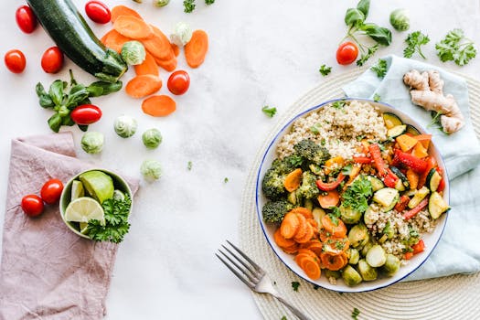 vegan meal examples on a colorful plate