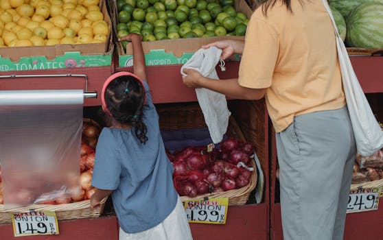 fresh fruits and vegetables at a farmer’s market