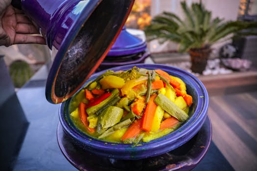 slow cooker filled with colorful vegetables