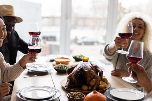 family gathering with diverse food options